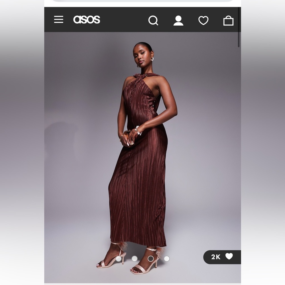 ASOS Rich Brown Pleated Maxi Dress